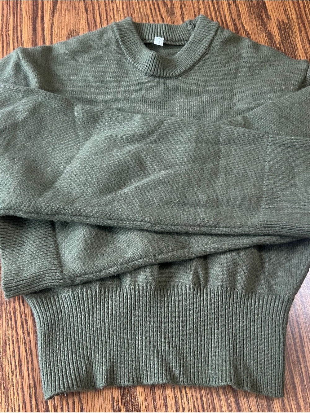 Olive Green Crewneck Sweater - Classic Women's Pullover